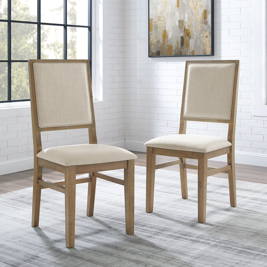 Brown Wood Upholstered Back Chair Set of 2 Z66954