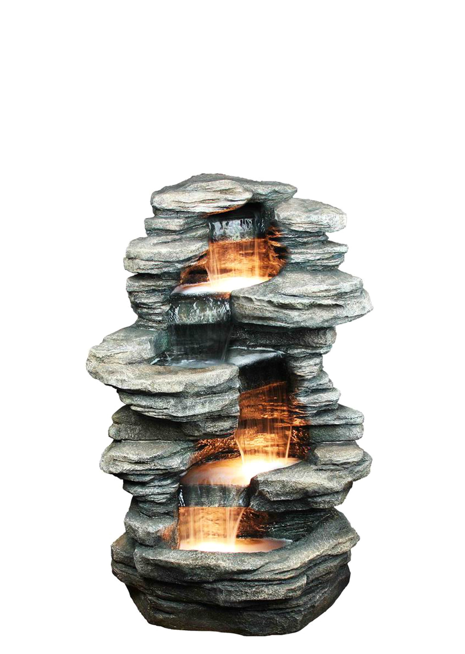 Four Level Indoor/Outdoor Rock Fountain With Halogen Light E138663