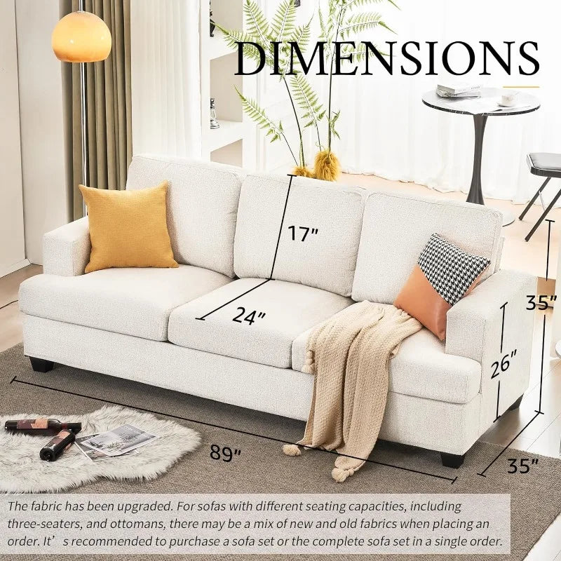 Beige Chenille 3 Seater Sofa Z73289