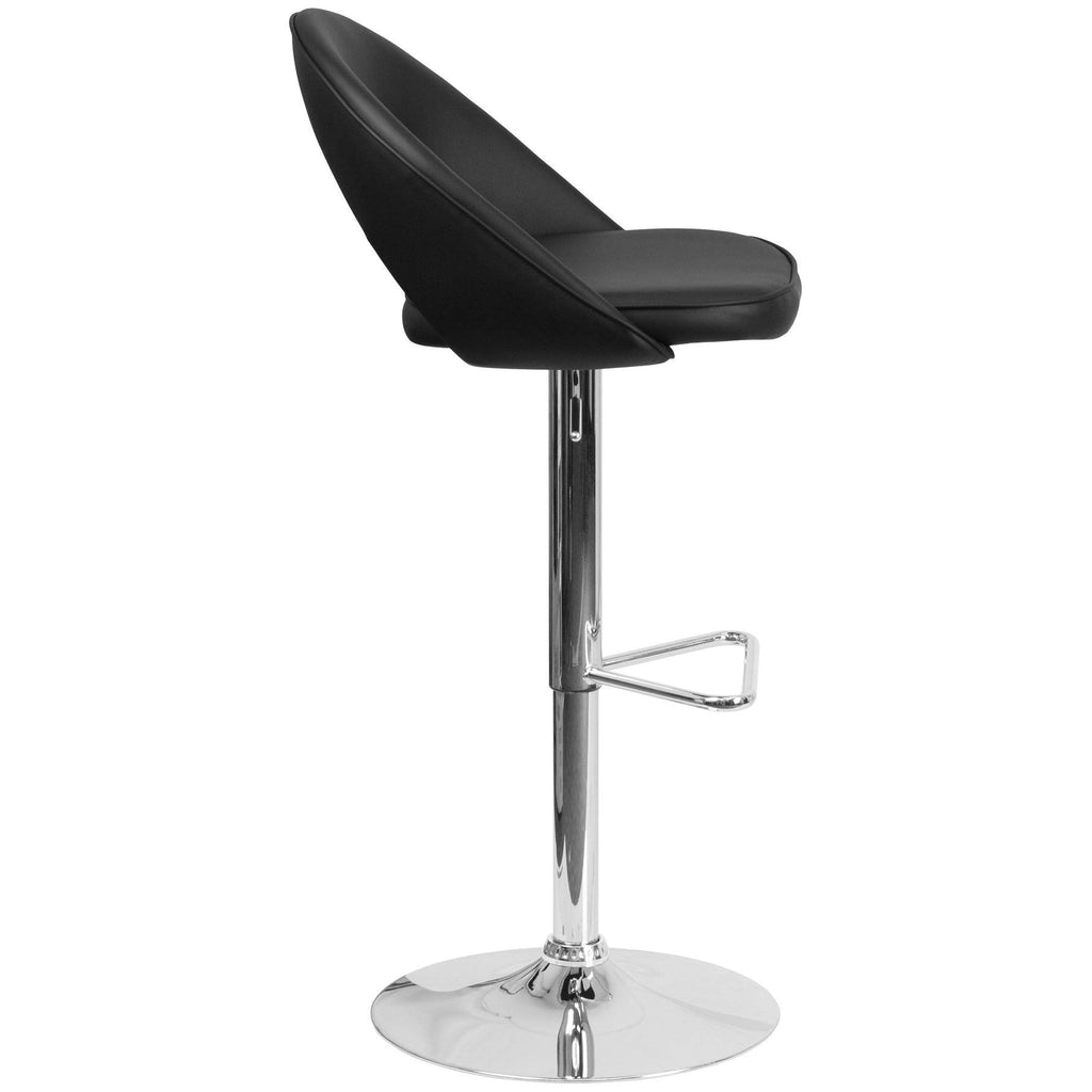 Black Vinyl Adjustable Height Barstool with Chrome L79492