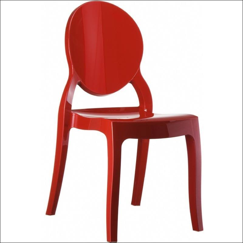 Glossy Red Polycarbonate Dining Chair Q8057