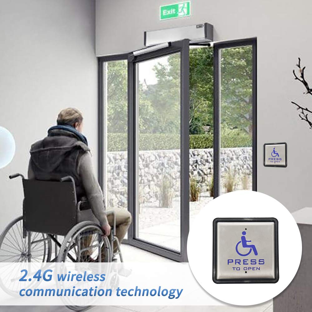 Wireless Push Switch with 2pcs Square 4.5'' Push Panels and 1pcs 2.4G Receiver P47629