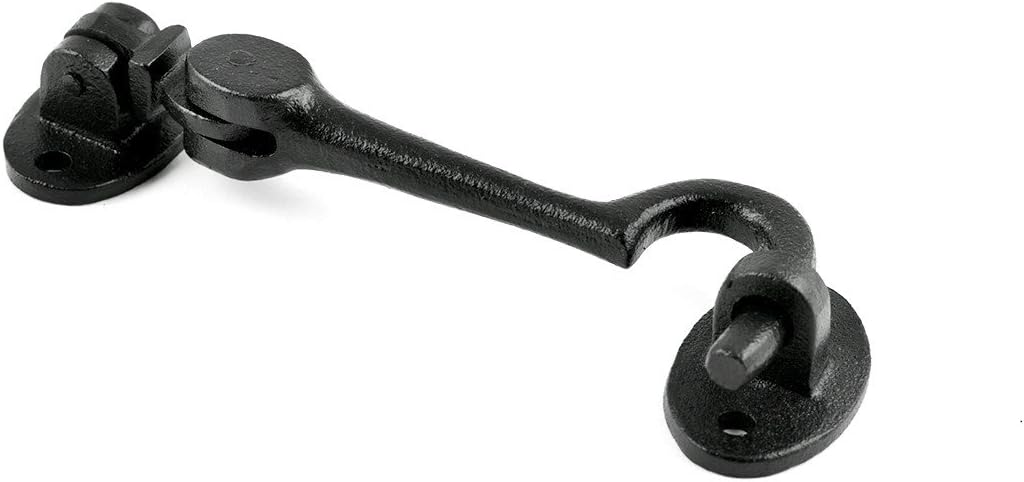 Black Wrought Iron Cabin Hook Eye Bolt 4 Swivel Style Reversible Privacy Hook Latches with Screws Pack of 10 J491314