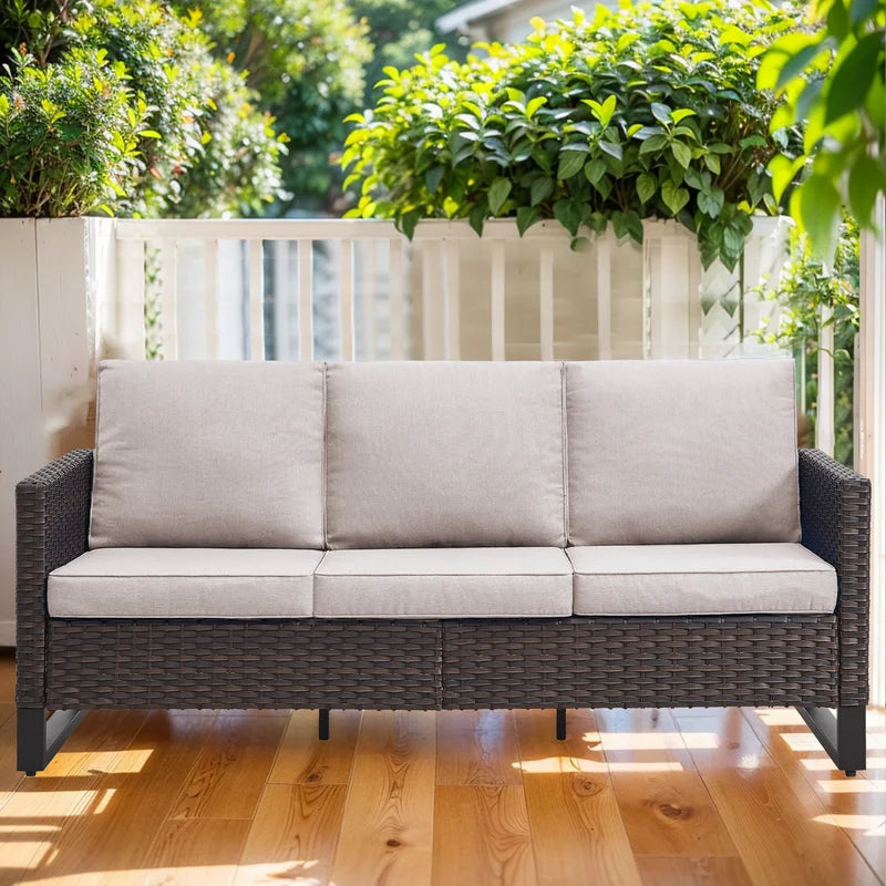 Beige 3-Seat Patio Sofa with Cushions A48238