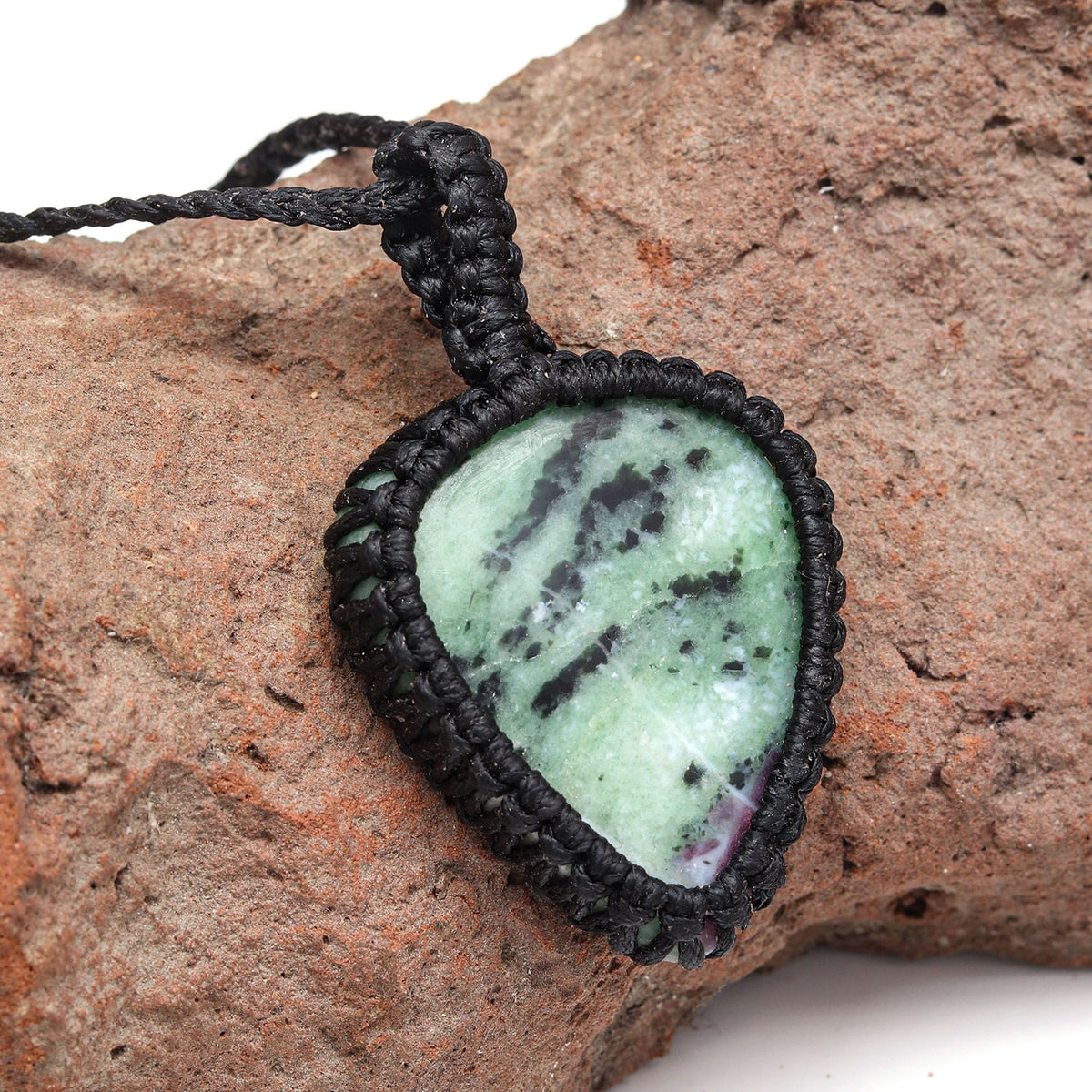 Ruby Zoisite Macrame Gemstone Necklace D7545
