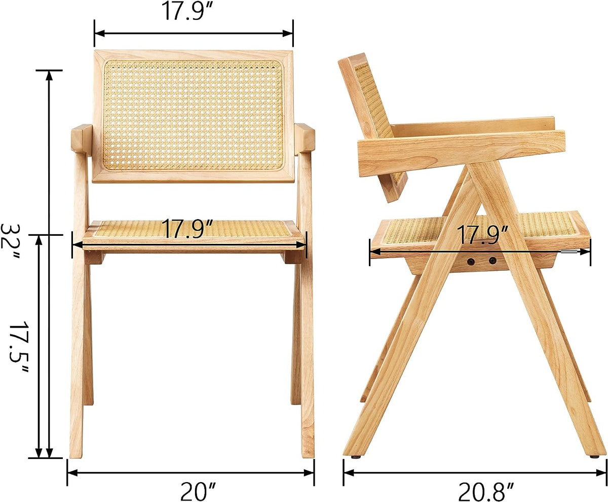 Rattan Cane Dining Chair with Wood Base S452694