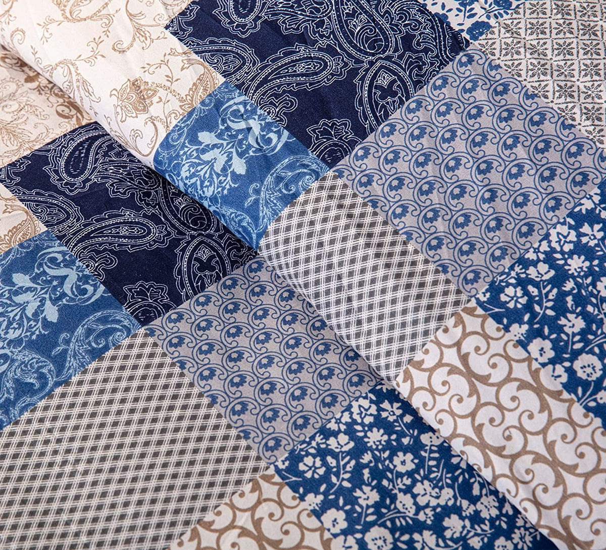 Navy Blue 3-Piece Printed Comforter Set D6355