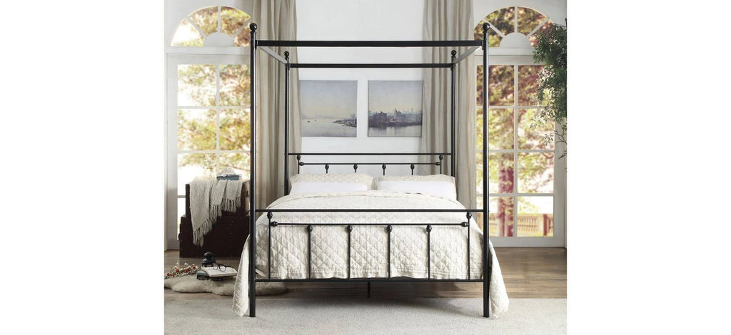 Black Metal Canopy Queen Bed T2646