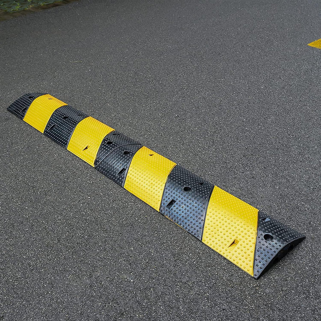 Rubber Speed Bumps 1 Pack 2-Channel Modular Heavy Duty Cable Protector Ramp with 3 Bolts ( 39.4 x 12 W x 2.4 H) G79934