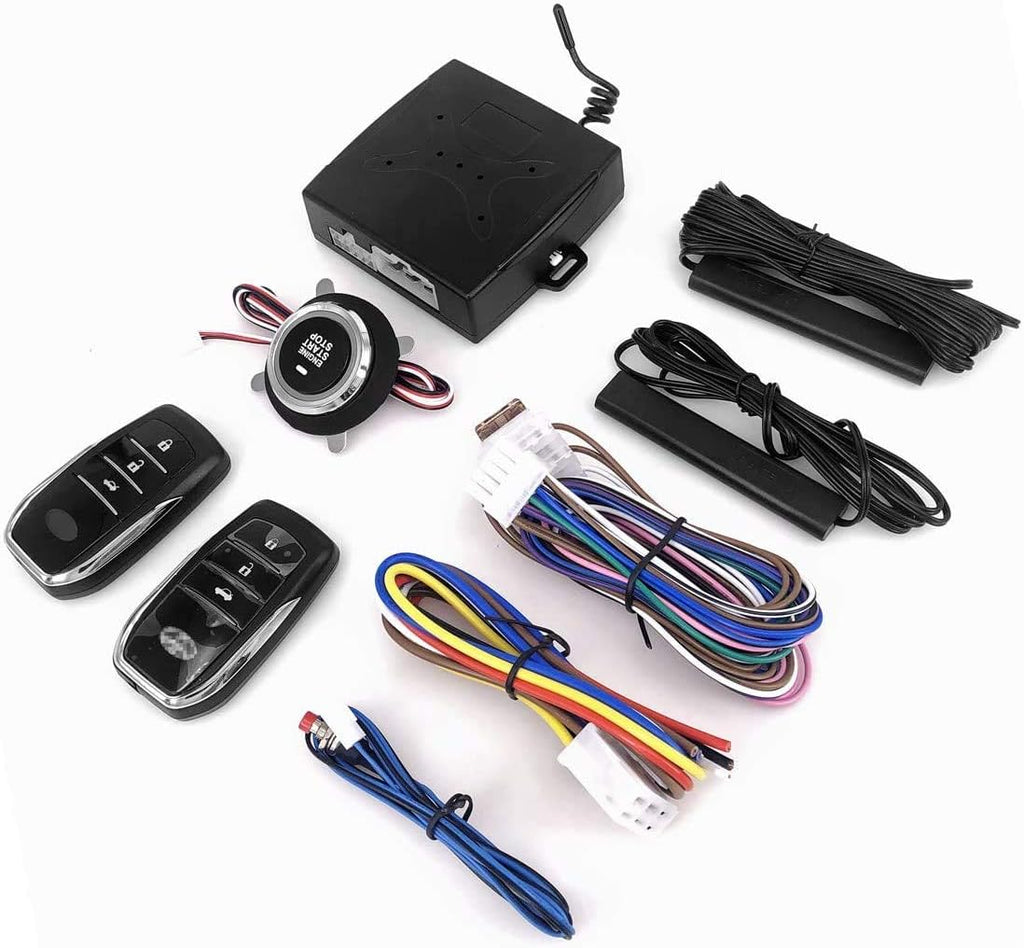 Passive Keyless Entry Car Alarm System PKE Engine Starter Push Button Start/Stop Kit with 2 Smart Key Pack of 2 D790