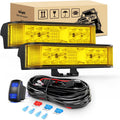 Amber LED Light Bar Pods 2PCS 6.5 Inch 60W Flood Spot Beam Combo Fog Driving Light Wiring Harness Kit A1524