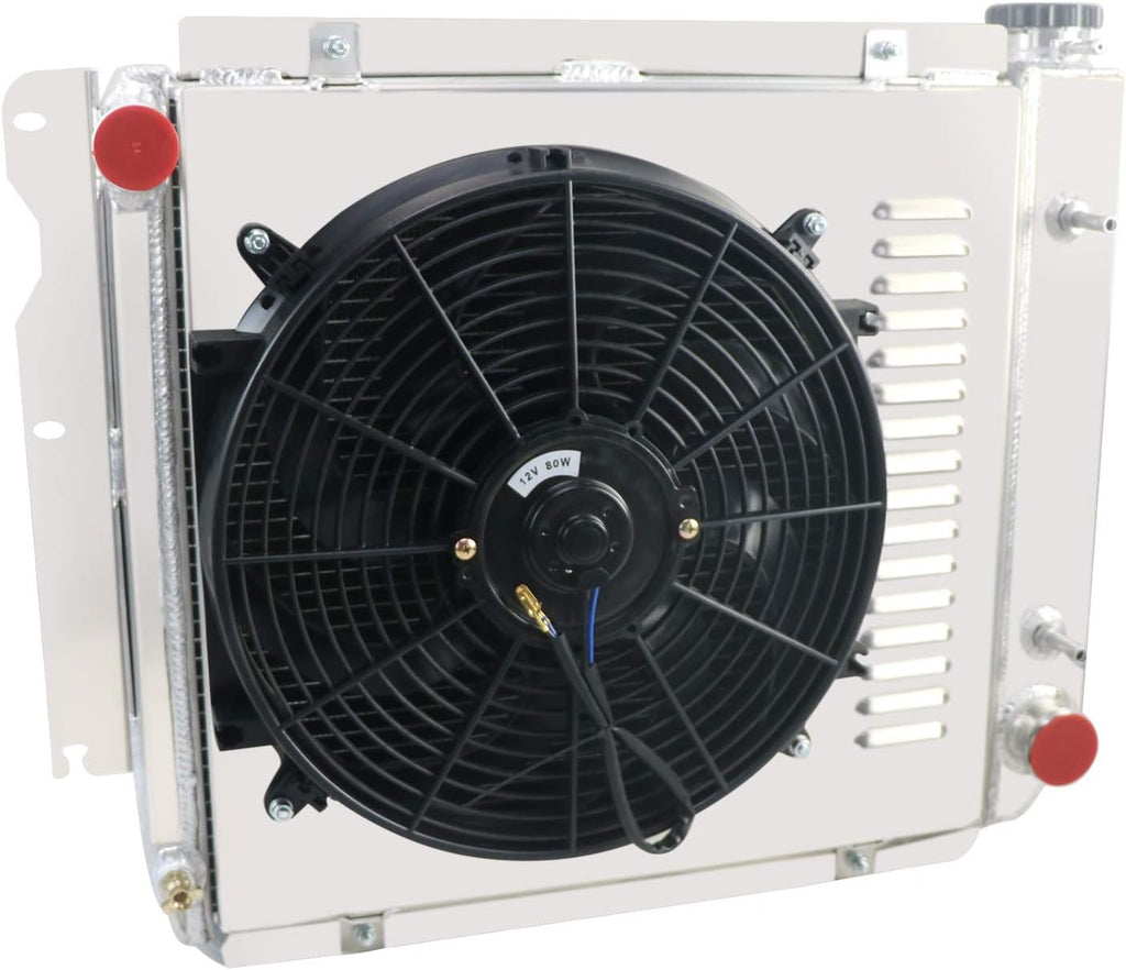 4 Row All Aluminum Radiator with 16" Fan Shroud and Thermostat T24808