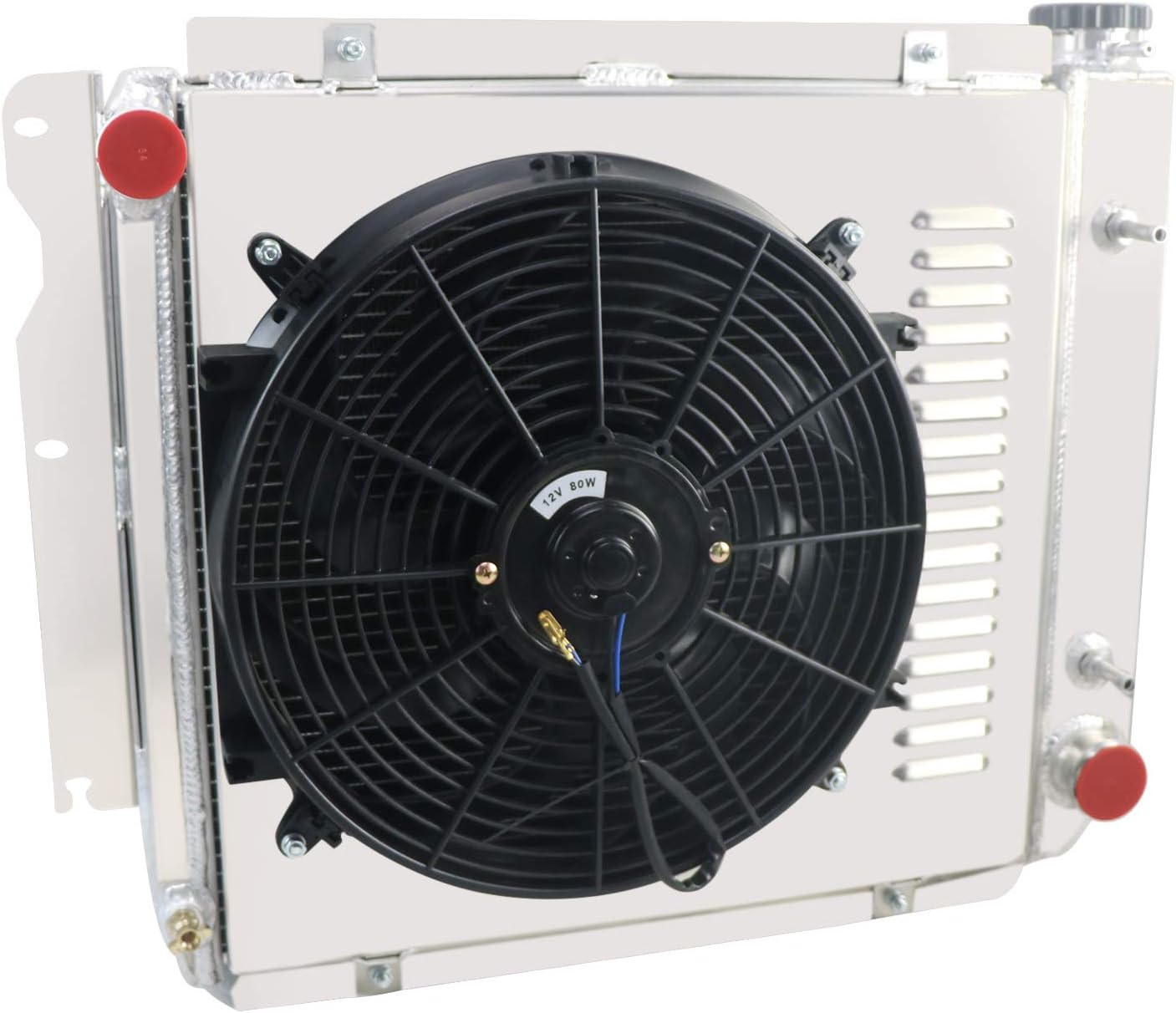 4 Row All Aluminum Radiator with 16" Fan Shroud and Thermostat T24808