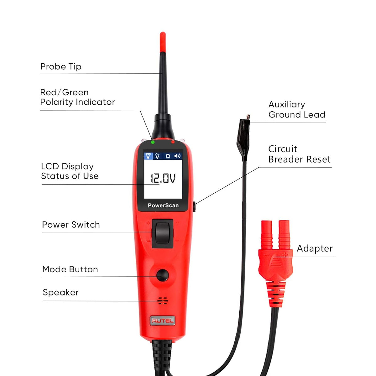 Red Automotive Circuit Tester Digital Voltmeter S976