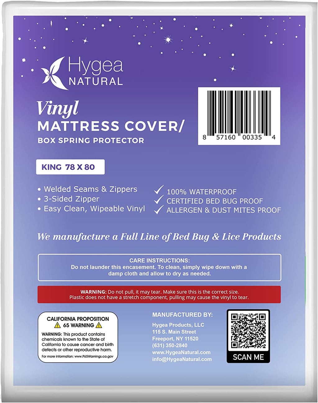King Size Zippered Waterproof Vinyl Bed Bug Box Spring Cover E86869