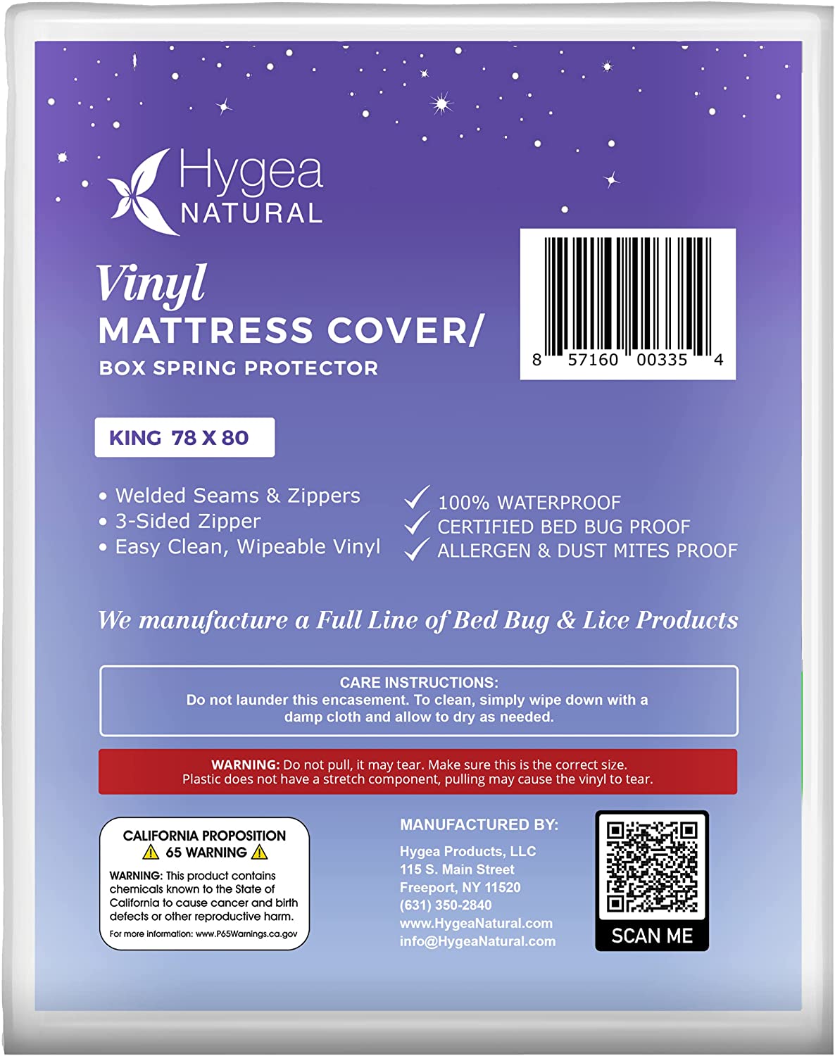 King Size Zippered Waterproof Vinyl Bed Bug Box Spring Cover E86869