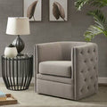 Taupe Tufted Polyester Swivel Barrel Chair Q2091