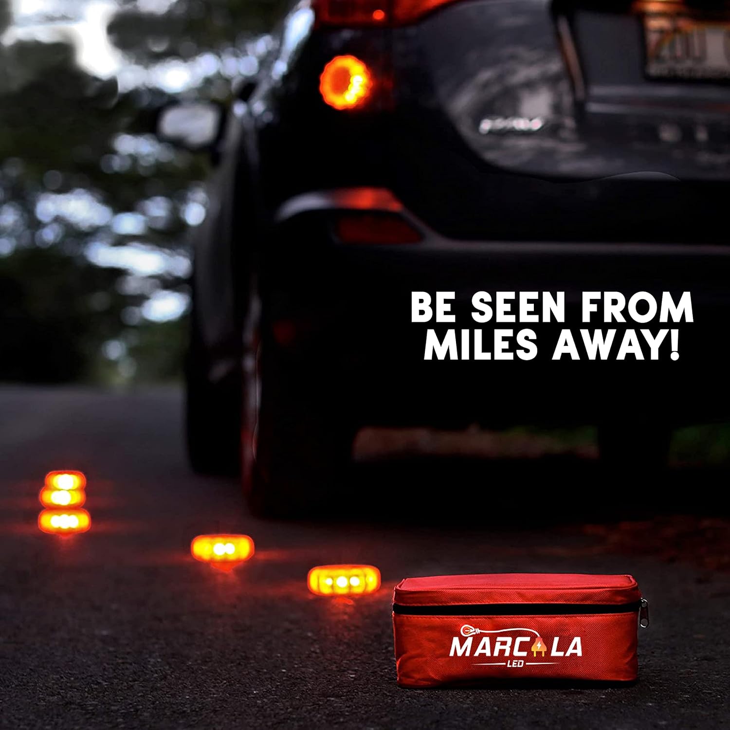 LED Road Flares 6-Pack with Batteries Installed and Carry-Case R7166