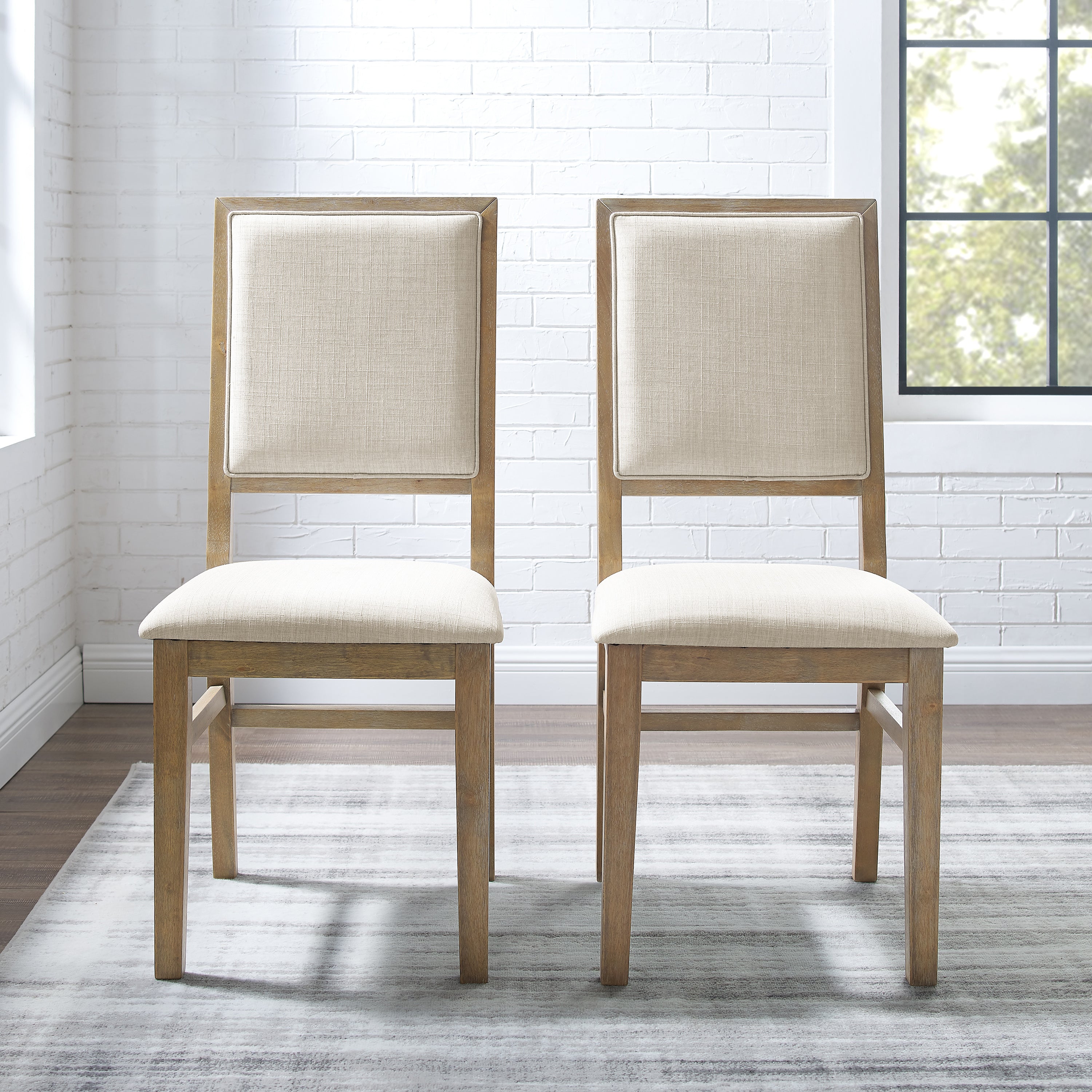 Brown Wood Upholstered Back Chair Set of 2 Z66954