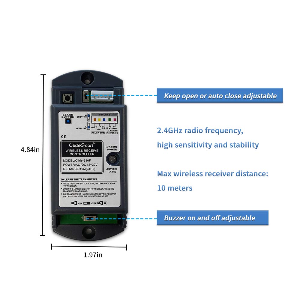 Wireless Push Switch with 2pcs Square 4.5'' Push Panels and 1pcs 2.4G Receiver P47629