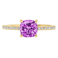 Cushion Cut Simulated Alexandrite 18k Yellow Gold Ring Size 3.75 D470