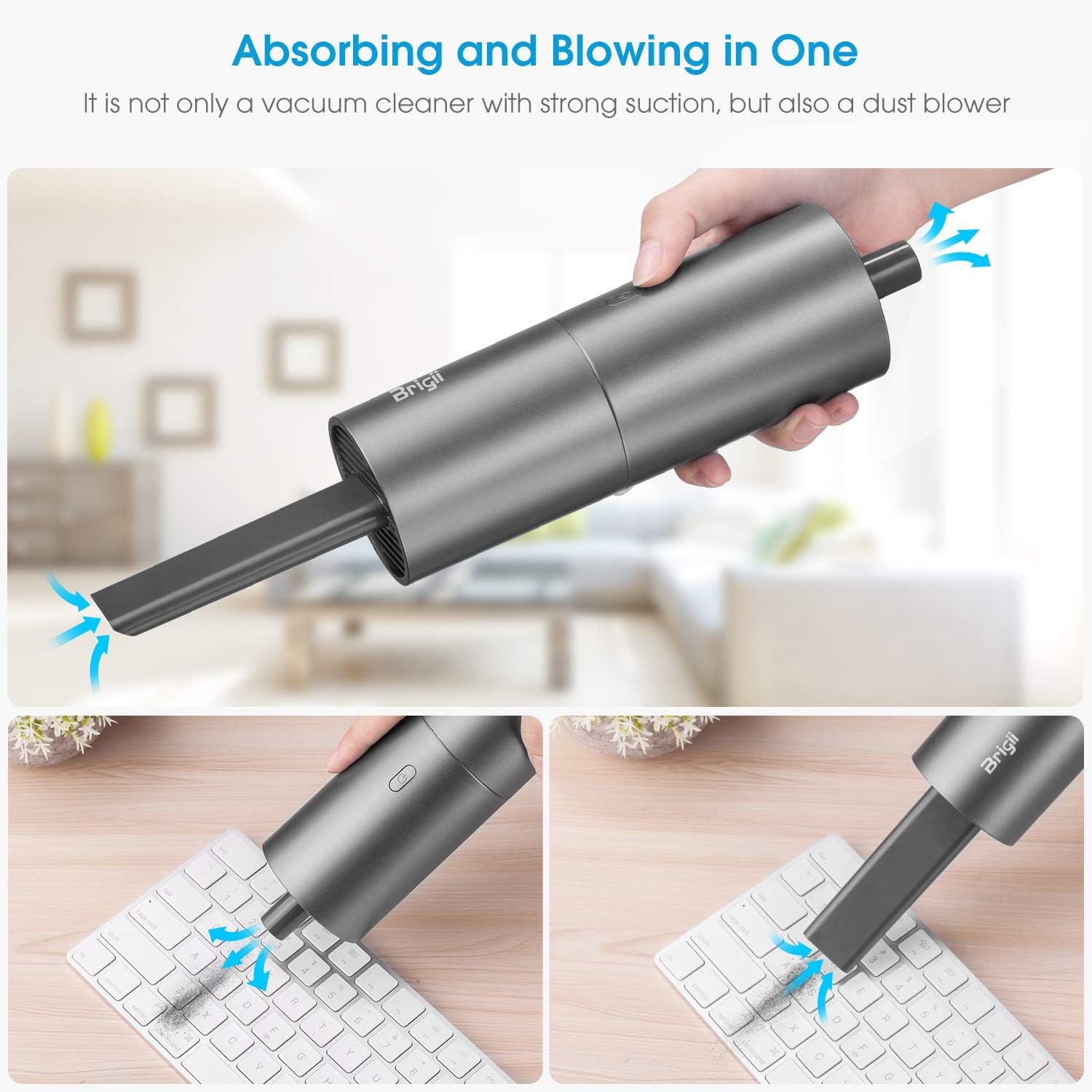 Mini Handheld Cordless USB Rechargeable Vacuum Cleaner 2 in 1, Pack of 2 D51598