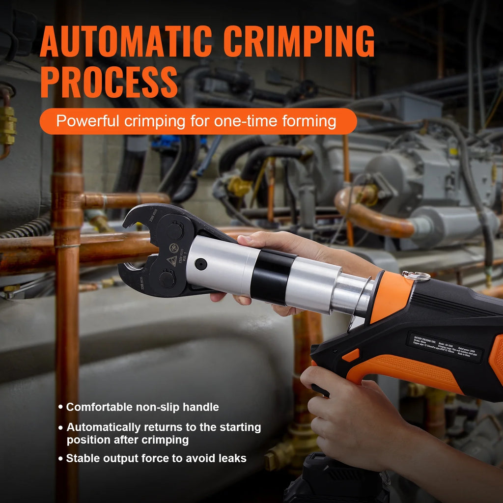 18V Electric Pipe Crimping Tool for 1/2" to 2" Copper, Stainless Steel, PEX Pipes H21644
