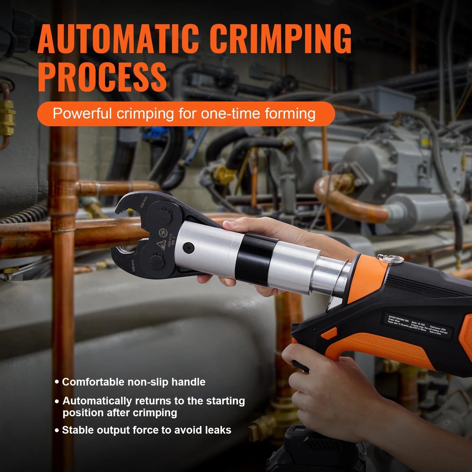 18V Electric Pipe Crimping Tool for 1/2" to 2" Copper, Stainless Steel, PEX Pipes H21644