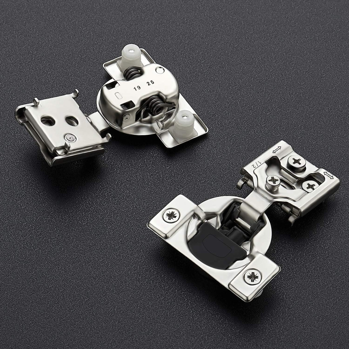 62 Pack 31 Pairs 1/2 inch Overlay Soft Close Satin Nickel Stainless Steel Concealed Hinges Y414