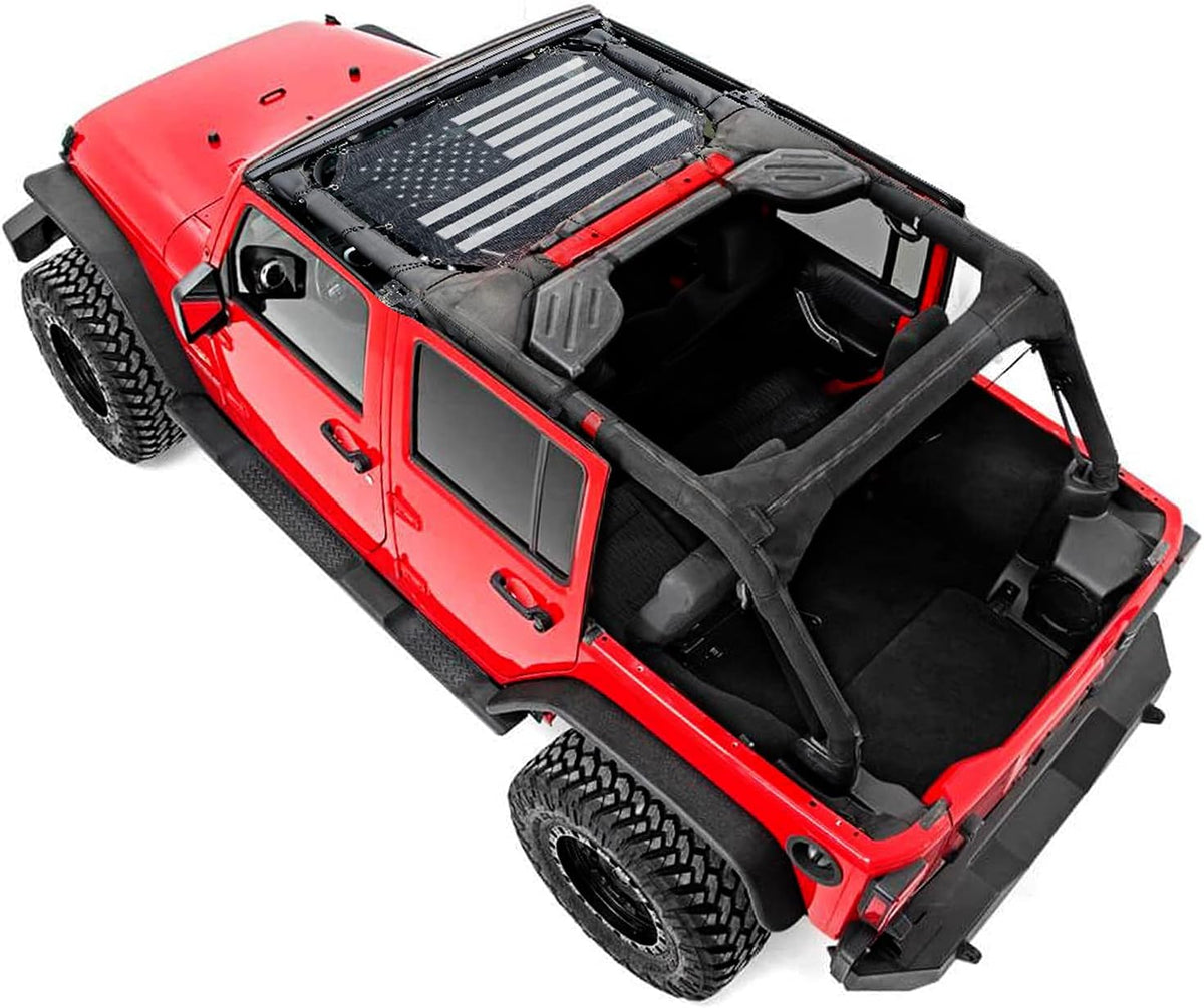 Black Mesh Shade Top Sunshade Cover for Jeep Wrangler JK JKU 2/4-Door H373979