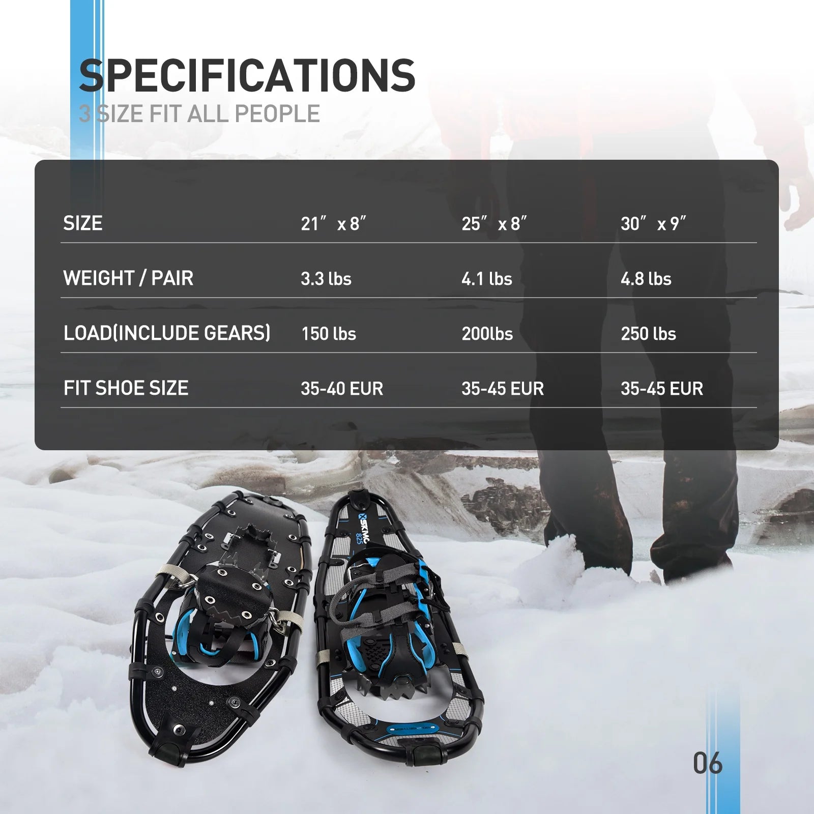 25 Inches Light Weight Snowshoes with Trekking Poles H668
