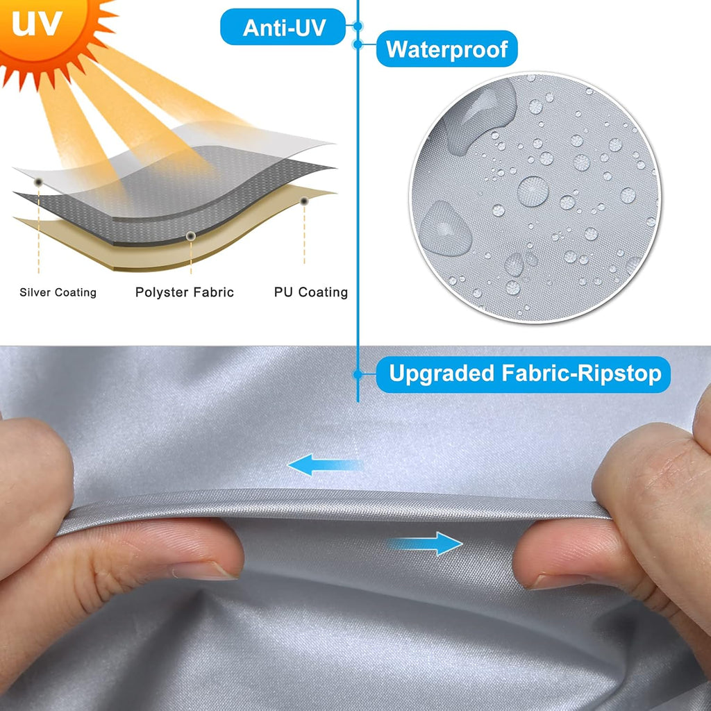 Rip-Stop RV Cover Fits 22'1" - 24' Long Motorhome, Waterproof Camper Cover with Gutter Covers, Adhensive Repair Patch W5898