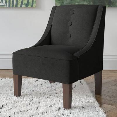 Black Linen Blend Tufted Armchair J3892