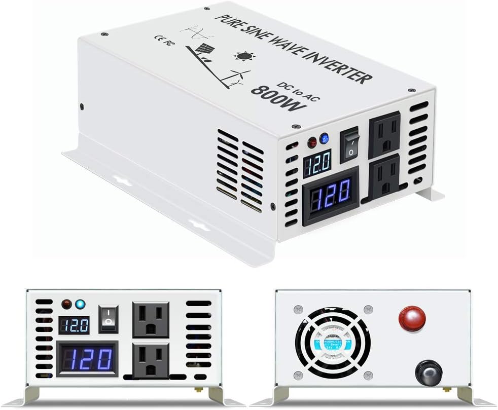 800w 12v 120v DC AC Power Inverter Converter Pure Sine Wave Q796968
