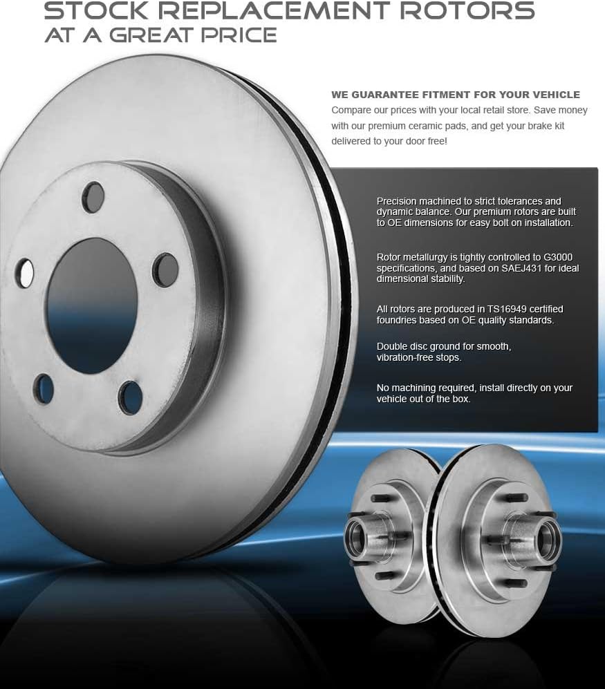 6 Lug Brake Disc Rotors with Ceramic Pads and Clips M23683