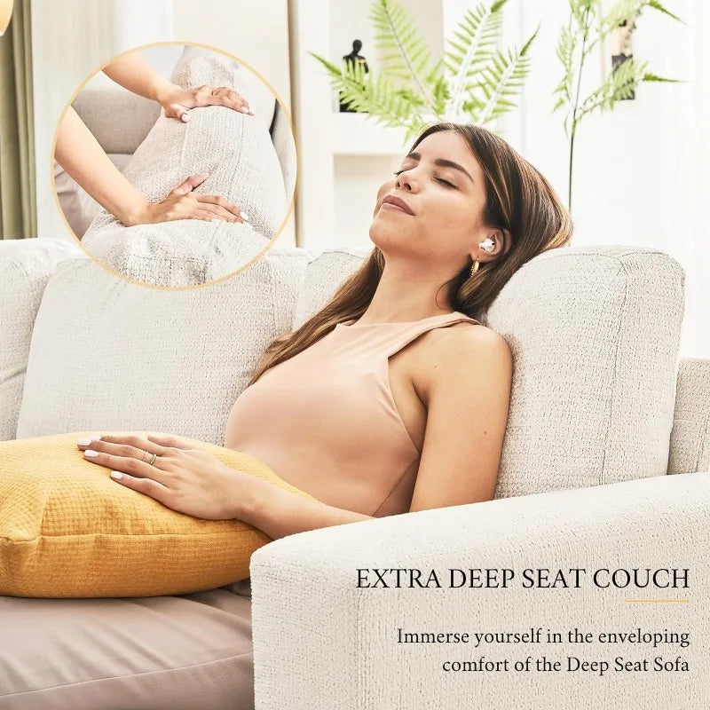 Beige Chenille 3 Seater Sofa Z73289