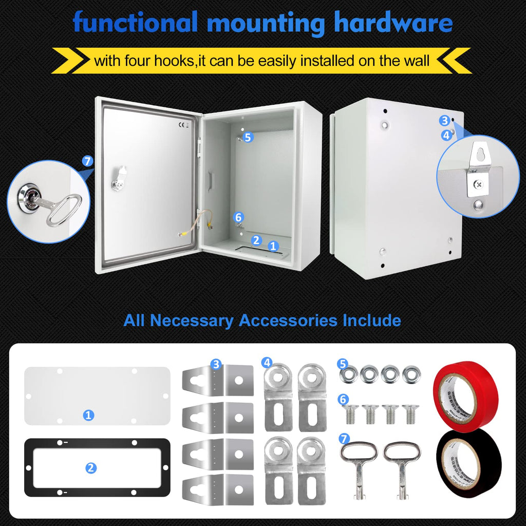 Cold-Rolled Steel NEMA 4X Electrical Enclosure with Lock & Mounting Plate N1789