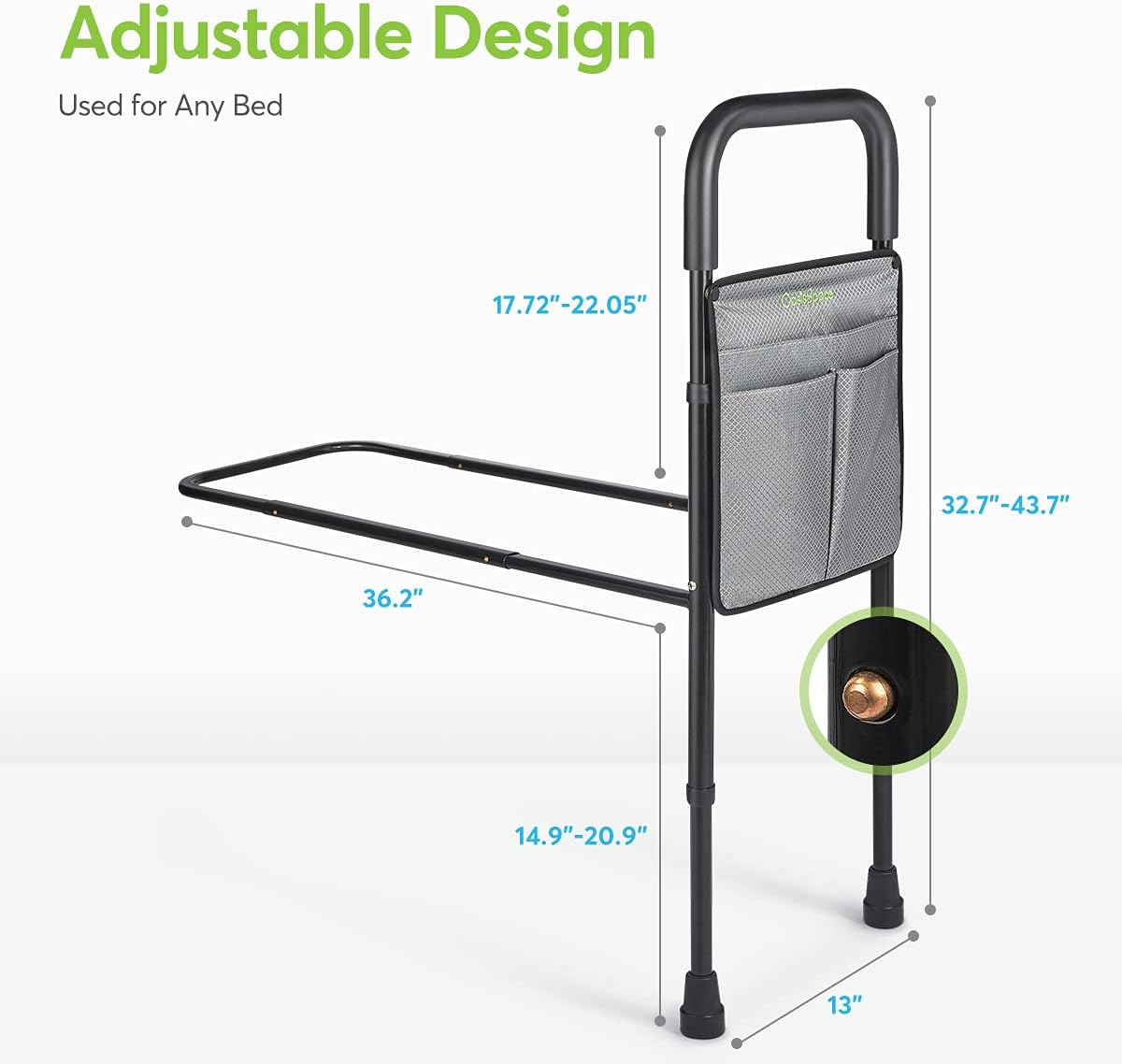 Adjustable Bed Rail with Storage Pocket C906024
