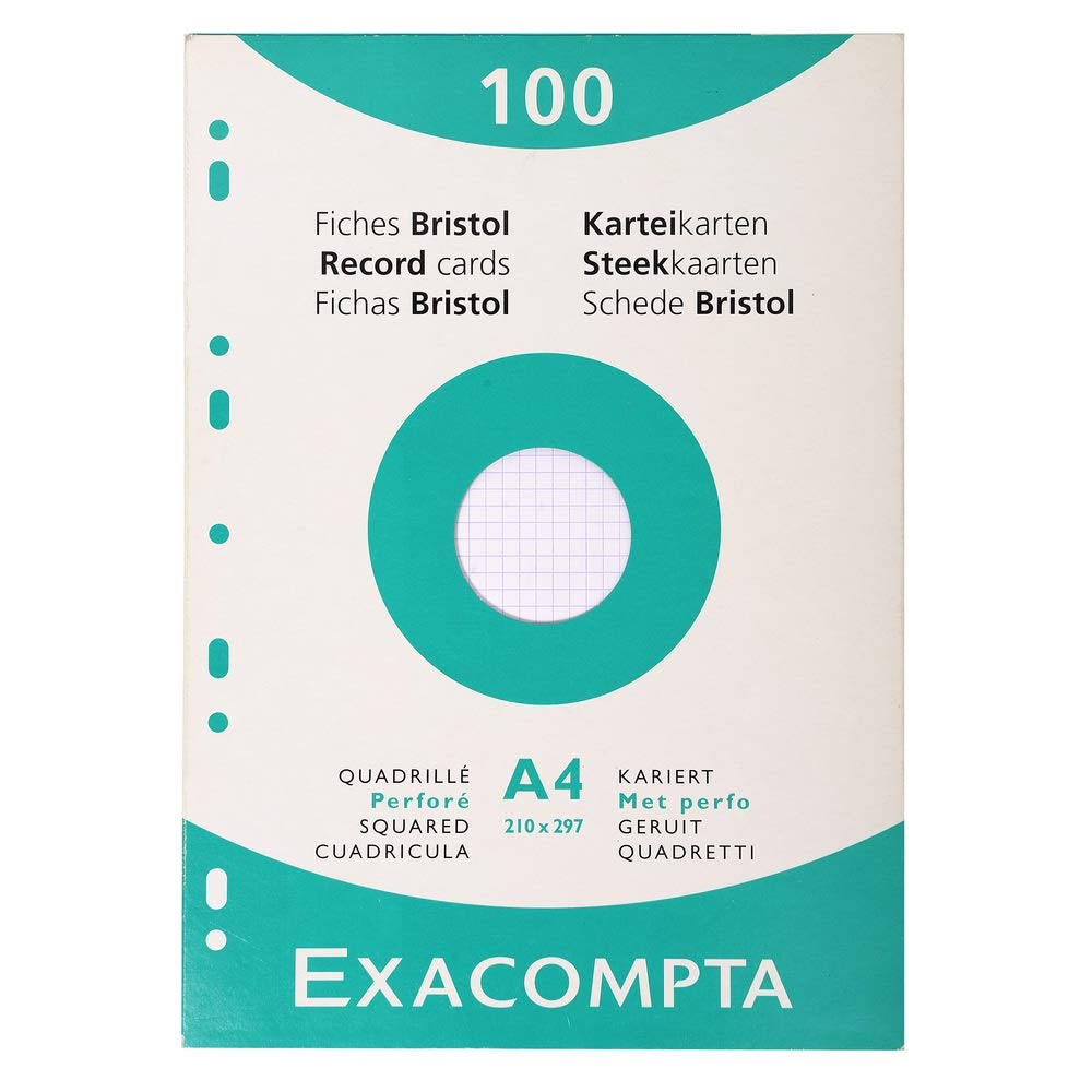 White A4 Punched Record Cards, Pack of 100 M740949