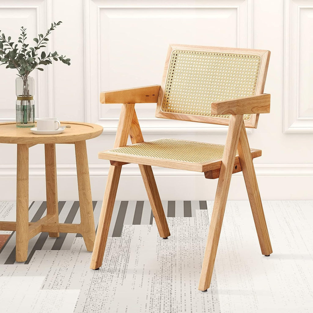 Rattan Cane Dining Chair with Wood Base S452694