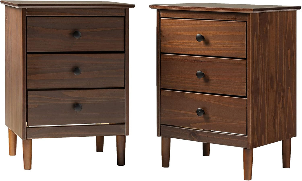 Caramel Wood 3 Drawer Nightstand E9043