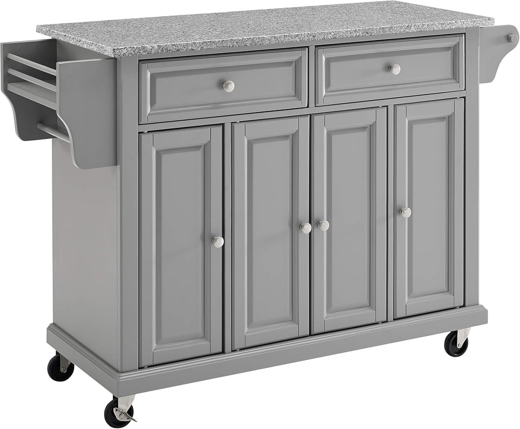 Full Size Kitchen Cart with Solid Black Granite Top W677549