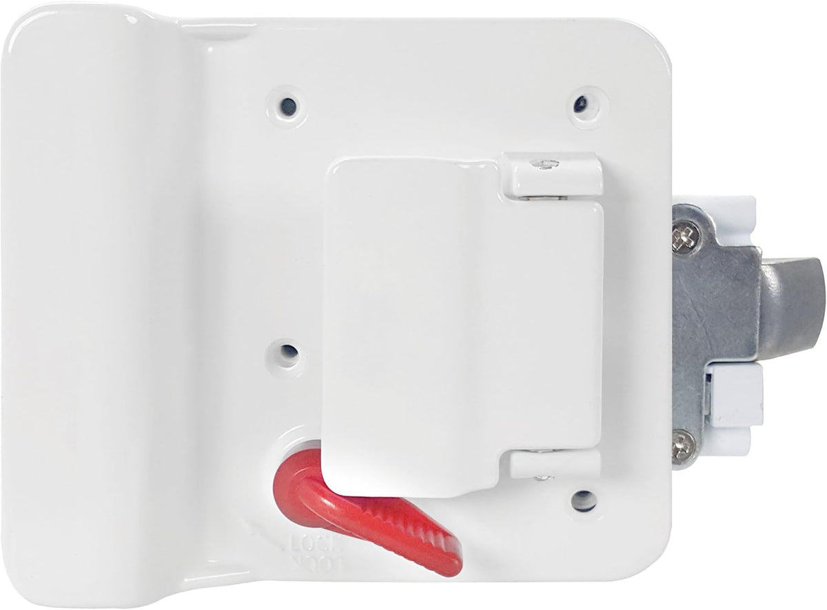 White RV Paddle Door Handle with Deadbolt (2) W3615