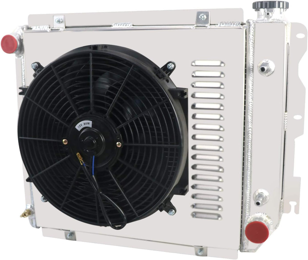 4 Row All Aluminum Radiator with 16" Fan Shroud and Thermostat T24808