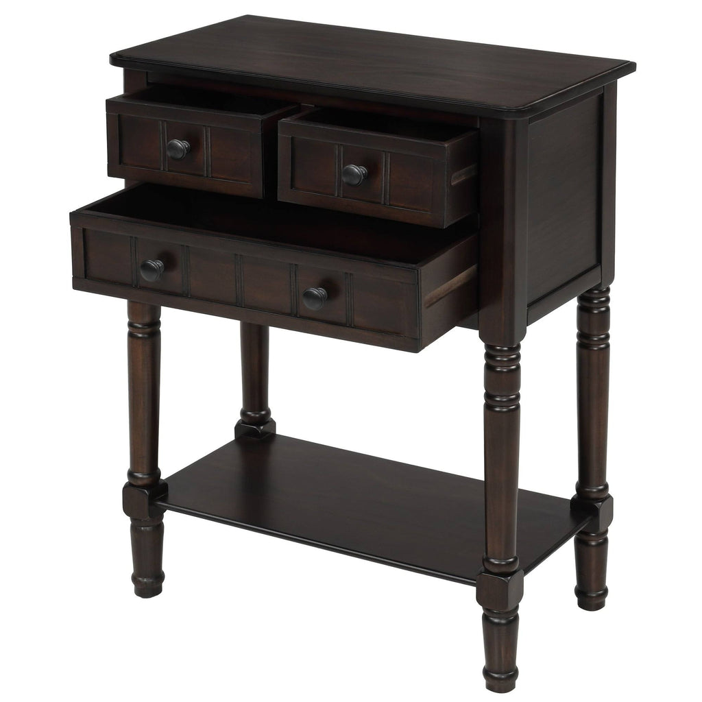 Retro Blue Narrow Console Table with 3 Drawers and Shelf L73282