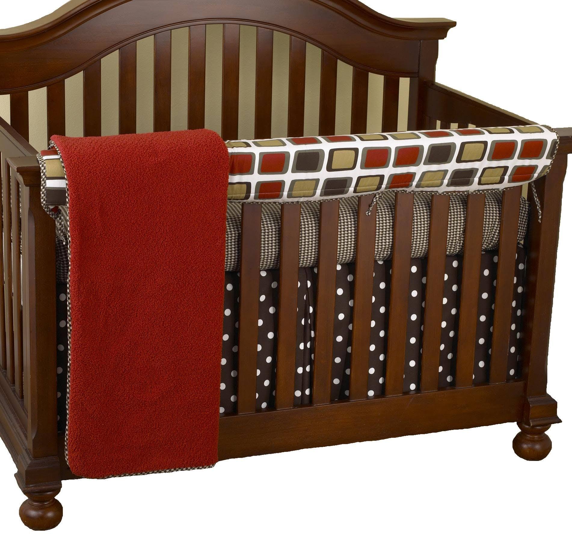 Houndstooth Front Crib Rail Cover Up Set Y549