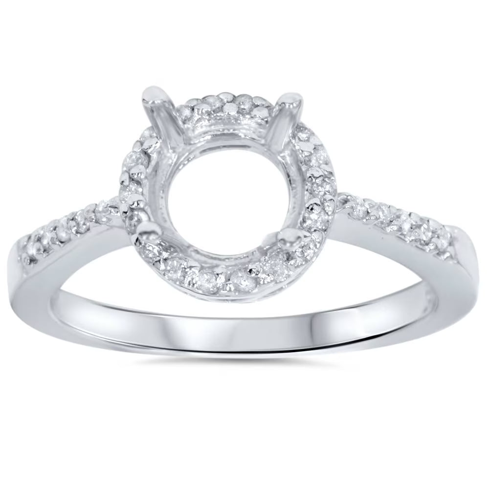Vintage 14K Pave Diamond Halo Engagement Ring Mounting C71527