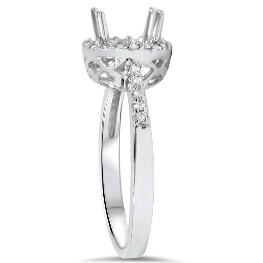 Vintage 14K Pave Diamond Halo Engagement Ring Mounting C71527