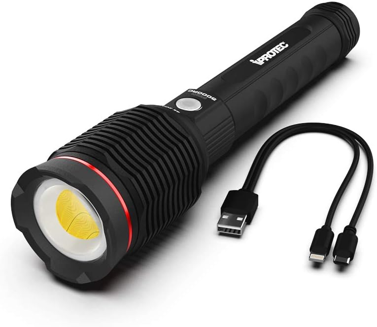 Rechargeable 5000 Lumen Flashlight with USB Cable, Red F153183