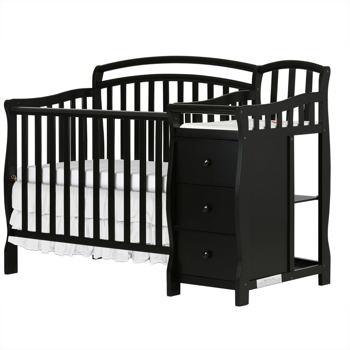 4-in-1 Mini Crib and Dressing Table Black K937